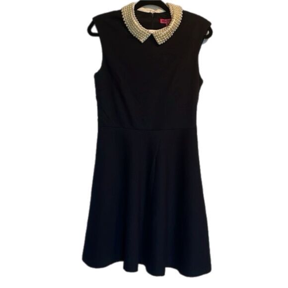 Betsy Johnson Navy Pearl Collared Fit & Flare Dress - Picture 9 of 14